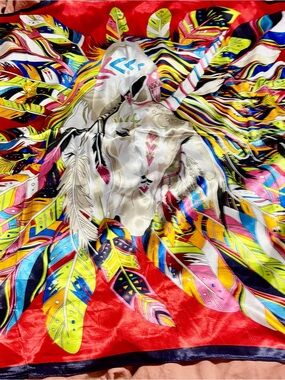 Vibrant Unicorn & Feather Print Scarf